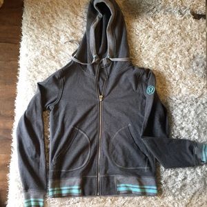 Grey and teal lululemon lightweight hoodie